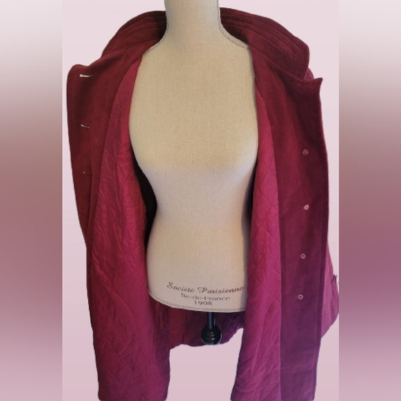 Faux Suede 1970s Vintage Long Red Coat Miss Style Of Course Size Medium - Picture 4 of 5